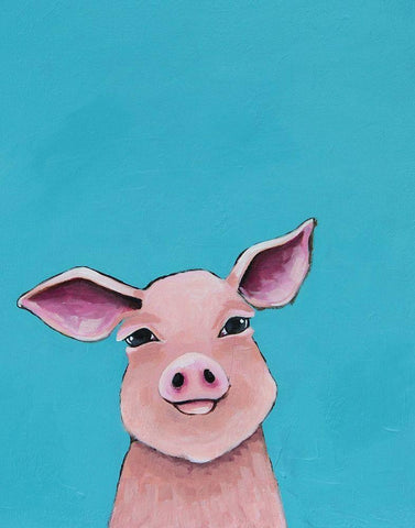 Little Pig Black Ornate Wood Framed Art Print with Double Matting by Stewart, Lucia