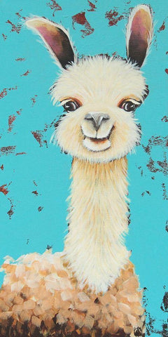 Llama Sue White Modern Wood Framed Art Print with Double Matting by Stewart, Lucia