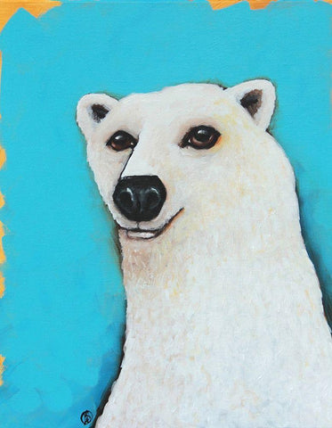 The Cute Polar Bear White Modern Wood Framed Art Print with Double Matting by Stewart, Lucia