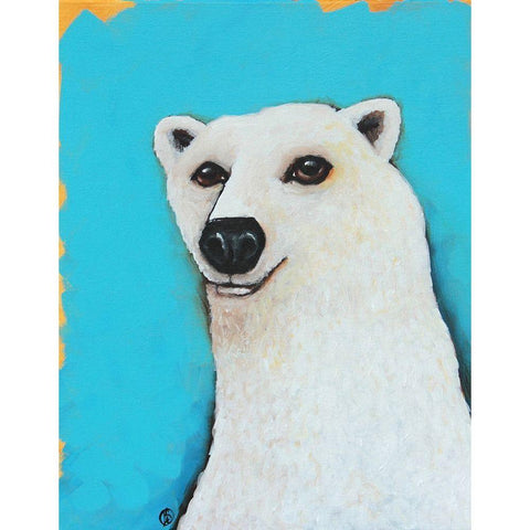 The Cute Polar Bear Gold Ornate Wood Framed Art Print with Double Matting by Stewart, Lucia