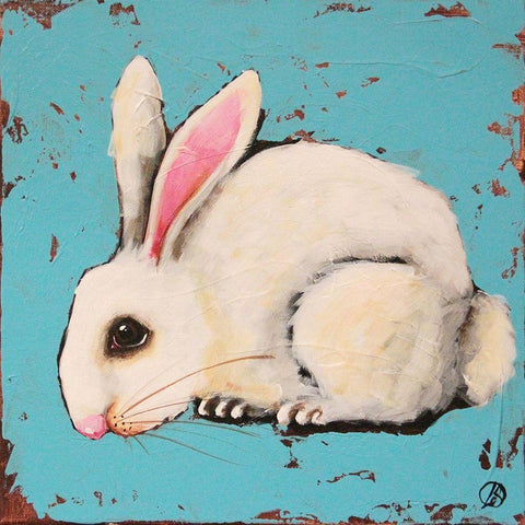 The Bunny White Modern Wood Framed Art Print with Double Matting by Stewart, Lucia