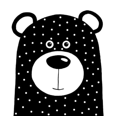 Bean Bear Black Modern Wood Framed Art Print with Double Matting by Stewart, Lucia