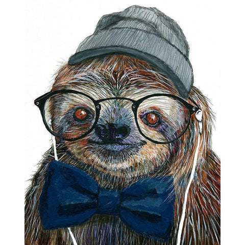 Hipster Sloth Gold Ornate Wood Framed Art Print with Double Matting by Symons, Melissa