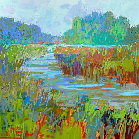 A Bend in the River White Modern Wood Framed Art Print by Schmidt, Jane