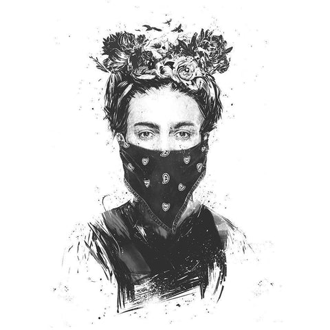 Rebel Girl Black Modern Wood Framed Art Print by Solti, Balazs