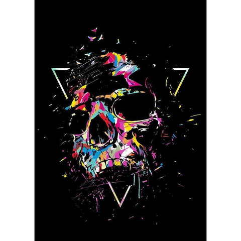 Skull X (color) Gold Ornate Wood Framed Art Print with Double Matting by Solti, Balazs