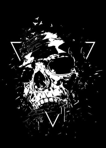Skull X (BW) Black Ornate Wood Framed Art Print with Double Matting by Solti, Balazs
