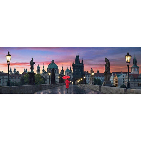 Dawn at Charles Bridge Black Modern Wood Framed Art Print by Sie, Lee