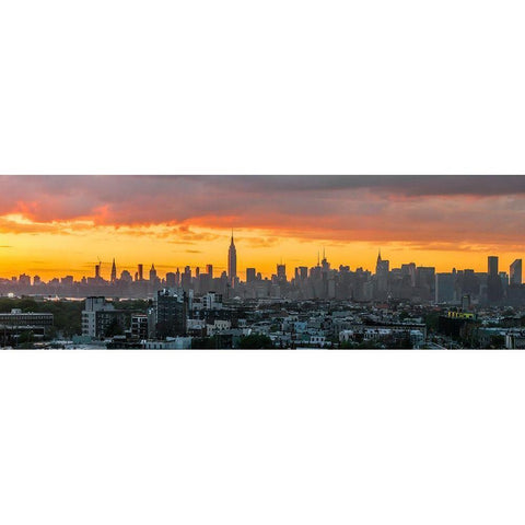 Manhattan Skyline from Brooklyn Black Modern Wood Framed Art Print with Double Matting by Silver, Richard