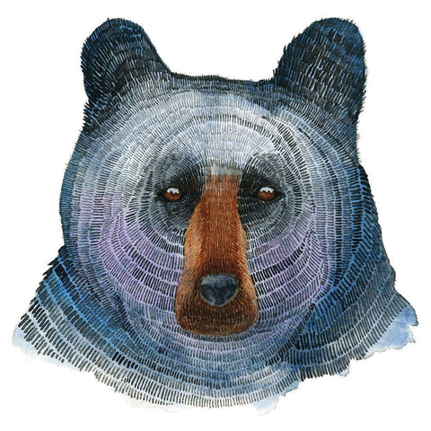 Black Bear White Modern Wood Framed Art Print with Double Matting by Saylor, Jeannine