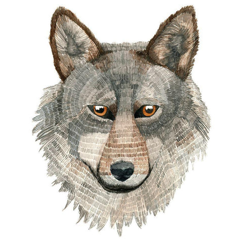 Wolf Black Modern Wood Framed Art Print by Saylor, Jeannine