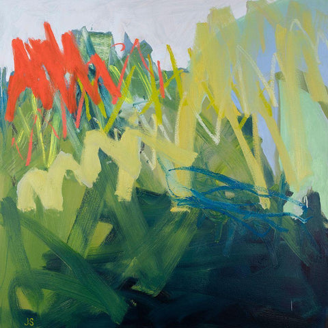 Forces of Nature: Green White Modern Wood Framed Art Print with Double Matting by Singerman, Jessica