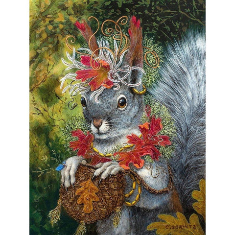 The Squirrelâ€™s Dream Black Modern Wood Framed Art Print by Schmitz, Carolyn