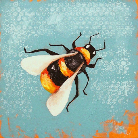 Bee Painting Black Modern Wood Framed Art Print with Double Matting by Stewart, Lucia