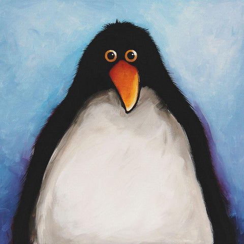 My Penguin Black Modern Wood Framed Art Print with Double Matting by Stewart, Lucia