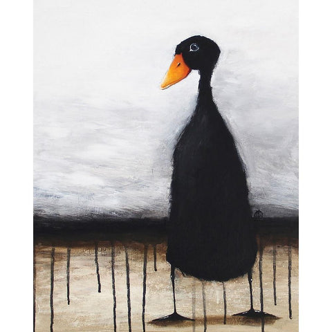 The Black Duck Black Modern Wood Framed Art Print with Double Matting by Stewart, Lucia