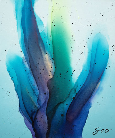 Blue Romance Black Ornate Wood Framed Art Print with Double Matting by SoosooStudios