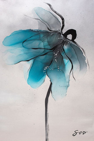 Frozen Black Modern Wood Framed Art Print by SoosooStudios