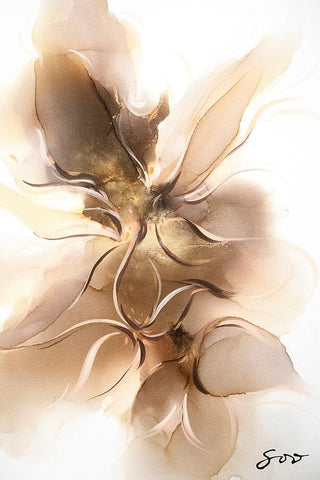 Golden Orchid Black Modern Wood Framed Art Print by SoosooStudios