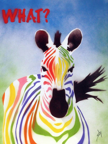 What? Zebra White Modern Wood Framed Art Print with Double Matting by Sly, Juan