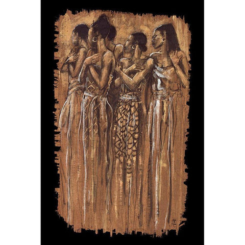 Sisters in Spirit Black Modern Wood Framed Art Print by Stewart, Monica