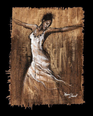 Graceful Motion I Black Ornate Wood Framed Art Print with Double Matting by Stewart, Monica