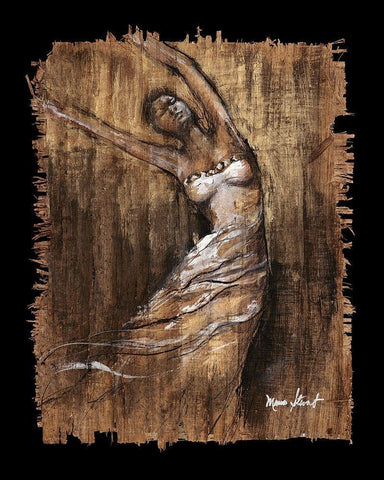 Graceful Motion II Black Ornate Wood Framed Art Print with Double Matting by Stewart, Monica