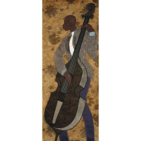 Jammin Black Modern Wood Framed Art Print with Double Matting by Stephens, Phyllis