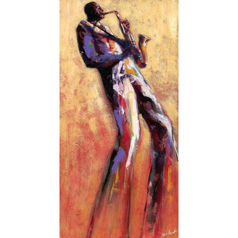 Sax Solo White Modern Wood Framed Art Print by Stewart, Monica