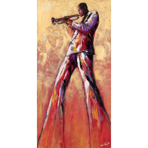 Trumpet Solo White Modern Wood Framed Art Print by Stewart, Monica