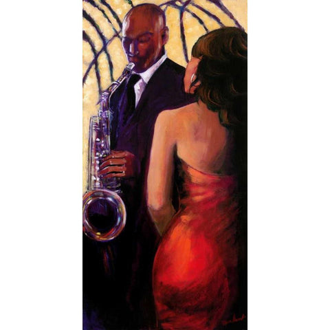 Sax Seduction Black Modern Wood Framed Art Print with Double Matting by Stewart, Monica