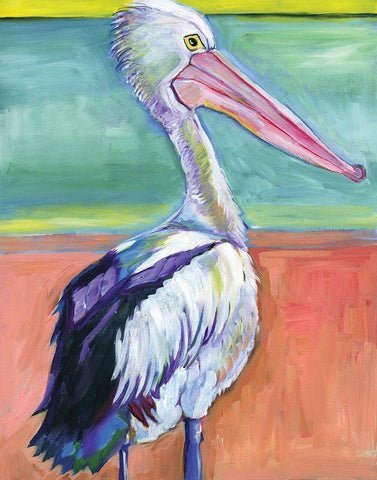 Pelican Black Ornate Wood Framed Art Print with Double Matting by Seay, Anne
