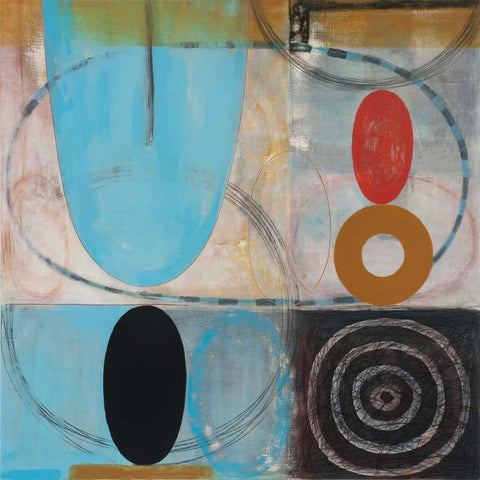 Red Balance White Modern Wood Framed Art Print by Titchenal, Randy