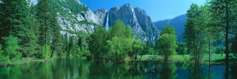 Yosemite Falls and Merced White Modern Wood Framed Art Print with Double Matting by Thomas, Alain