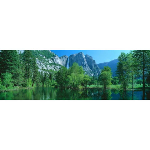 Yosemite Falls and Merced White Modern Wood Framed Art Print by Thomas, Alain