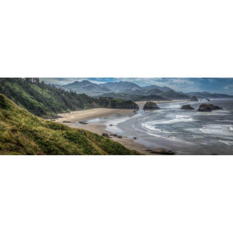 Coastal Serenity Black Modern Wood Framed Art Print with Double Matting by Taite, Larry J.