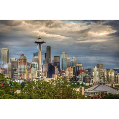 Seattle Black Modern Wood Framed Art Print with Double Matting by Taite, Larry J.