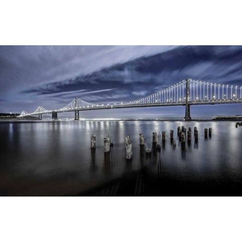 The Bay Lights Gold Ornate Wood Framed Art Print with Double Matting by Toby Harriman Visuals