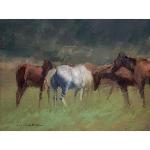 Southern Horses Black Modern Wood Framed Art Print with Double Matting by Tonov, Valtcho