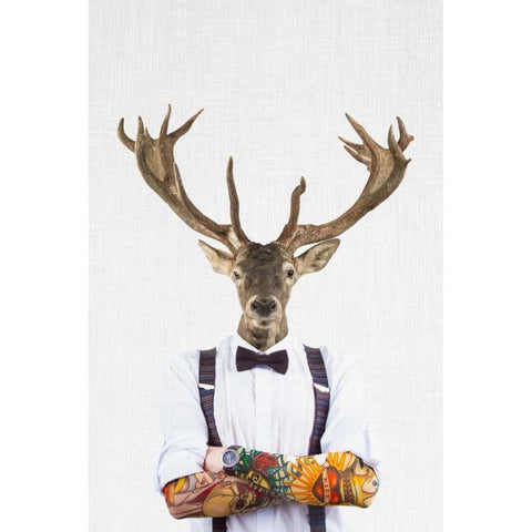 Deer Man Gold Ornate Wood Framed Art Print with Double Matting by Tai Prints