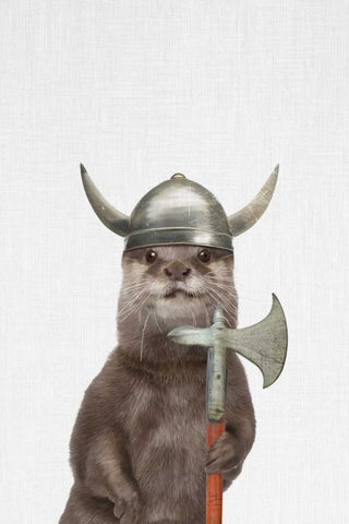 Otter Black Ornate Wood Framed Art Print with Double Matting by Tai Prints