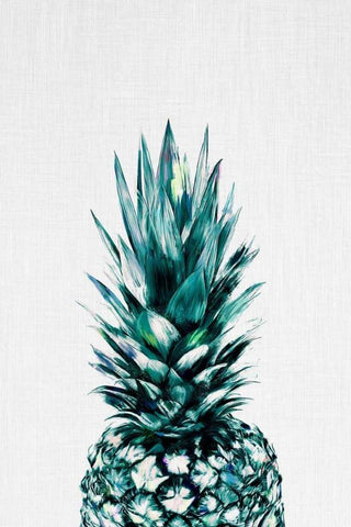 Pineapple II White Modern Wood Framed Art Print with Double Matting by Tai Prints