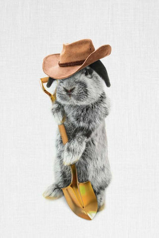 Rabbit Farmer White Modern Wood Framed Art Print with Double Matting by Tai Prints