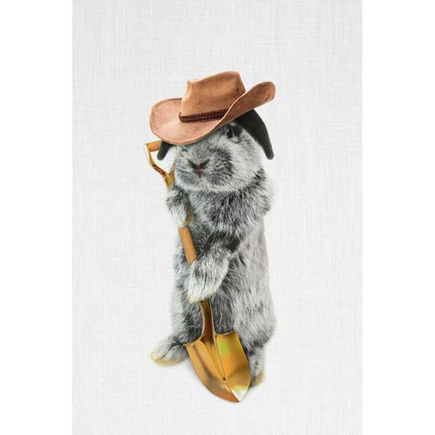 Rabbit Farmer Gold Ornate Wood Framed Art Print with Double Matting by Tai Prints