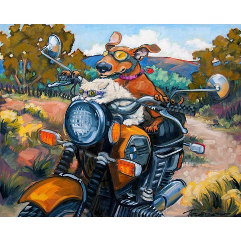 Have Dog Will Travel White Modern Wood Framed Art Print by Townsend, Connie R.