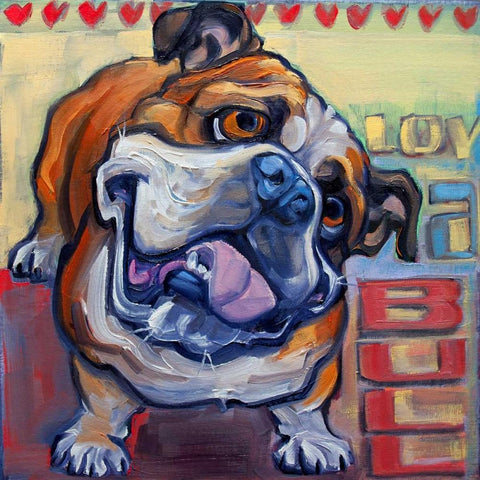 Loveabull Black Modern Wood Framed Art Print by Townsend, Connie R.