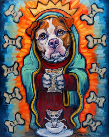 Our Lady of Perpetual Dog Biscuits Black Ornate Wood Framed Art Print with Double Matting by Townsend, Connie R.