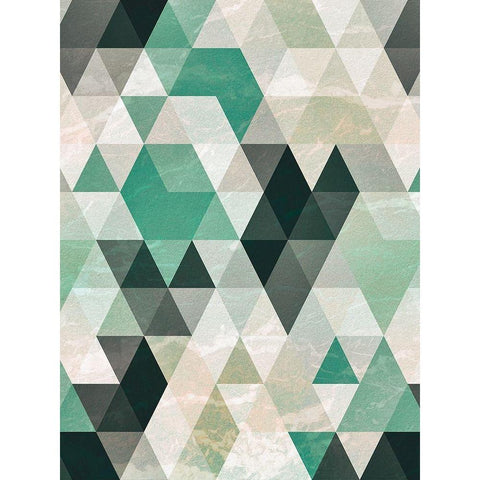 Triangle Pattern Gold Ornate Wood Framed Art Print with Double Matting by Tai Prints