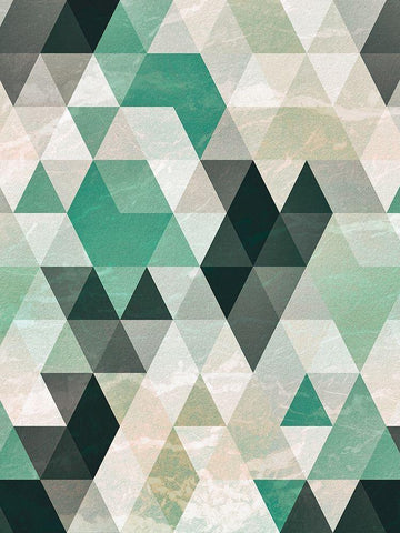 Triangle Pattern White Modern Wood Framed Art Print with Double Matting by Tai Prints
