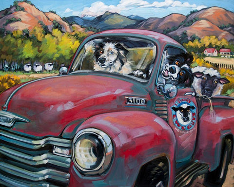 1-800 Ewe Guys Black Ornate Wood Framed Art Print with Double Matting by Townsend, CR